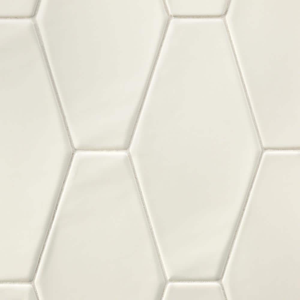 Ivy Hill Tile Birmingham Hexagon Vanilla 4 in. x 8 in. Polished Ceramic