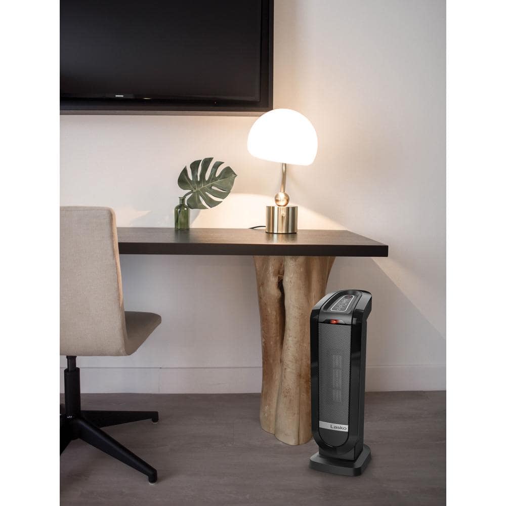 Black Ceramic Electric Tower Heater with Digital Display and Remote Control