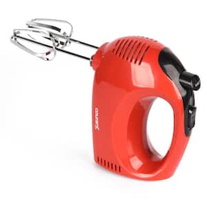 5-Speed Red Hand Mixer with 2-Sturdy Chrome Beaters