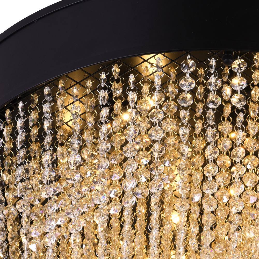 Medina Elegance 16" Crystal Black Drum LED Flush Mount