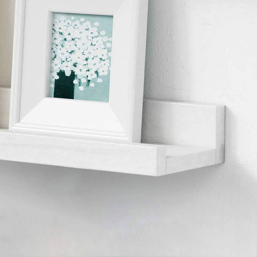 White Wood 36-Inch Floating Wall Shelf Set of 4