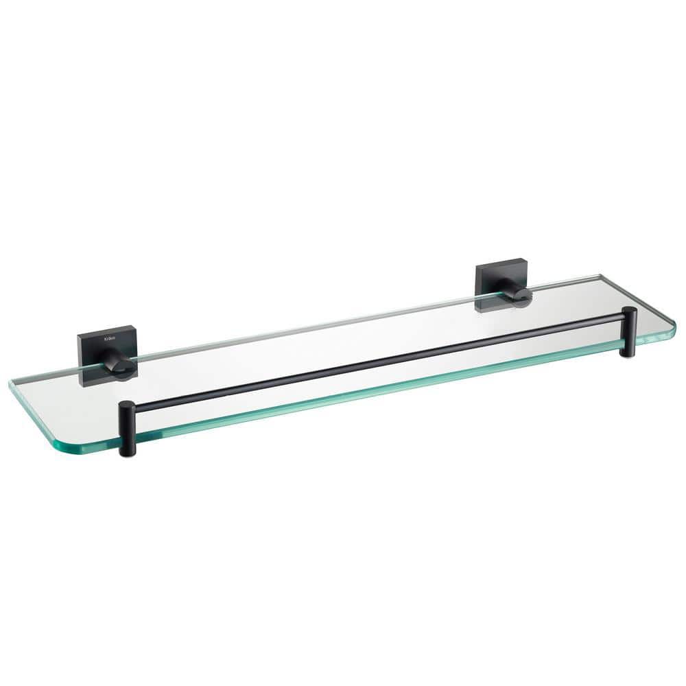 Matte Black Glass Wall Mount Bathroom Shelf