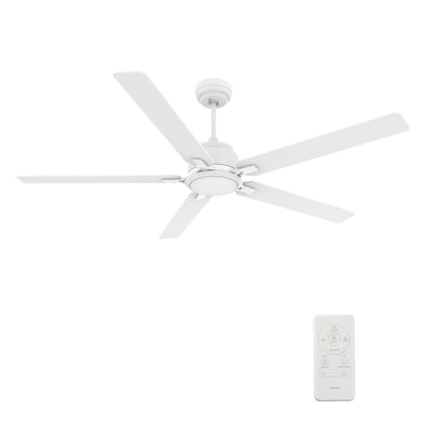 CARRO Essex II 60 in. Dimmable LED Indoor/Outdoor White Smart Ceiling Fan with Light and Remote, Works with Alexa/Google Home