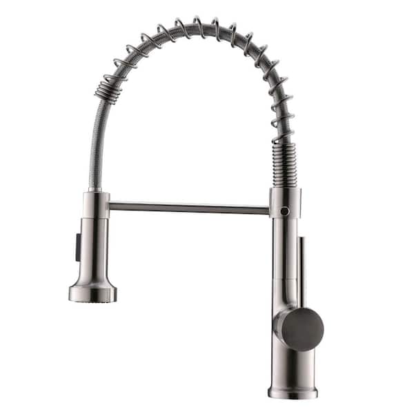 Unbranded Single Handle Pull-Down Sprayer Kitchen Faucet with Dual Function Spray Head in Brushed Nickel