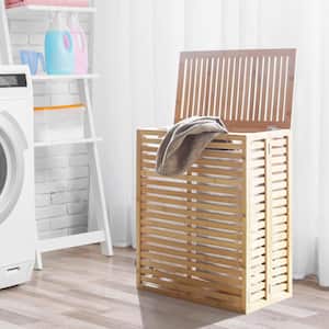 Bamboo Laundry Hamper with Lid and 2 Removable Liner Bags