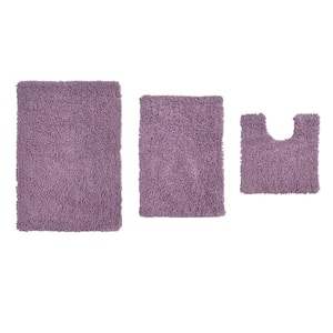 Fantasia Bath Rug 100% Cotton Bath Rugs Set, 3-Pcs Set with Contour, Purple