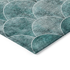 Chantille ACN594 Teal 8 ft. x 10 ft. Machine Washable Indoor/Outdoor Geometric Area Rug