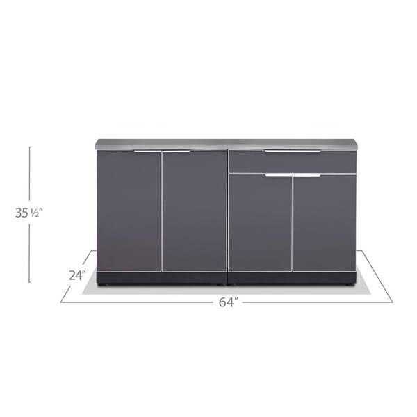 Casa Nico Stainless Steel 42 in. x 43 in. x 28 in. Portable Outdoor Kitchen Cabinet and Patio Bar, Silver KD02