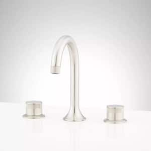 Lentz 8 in. Widespread Knob Double Handle Bathroom Faucet in Brushed Nickel