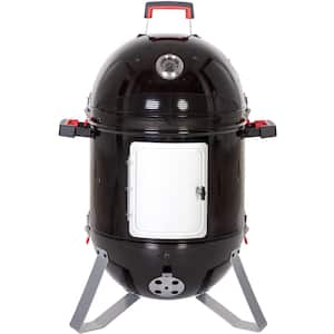 18 in. Charcoal Smoker in Black with Thermometer and Meat Probe