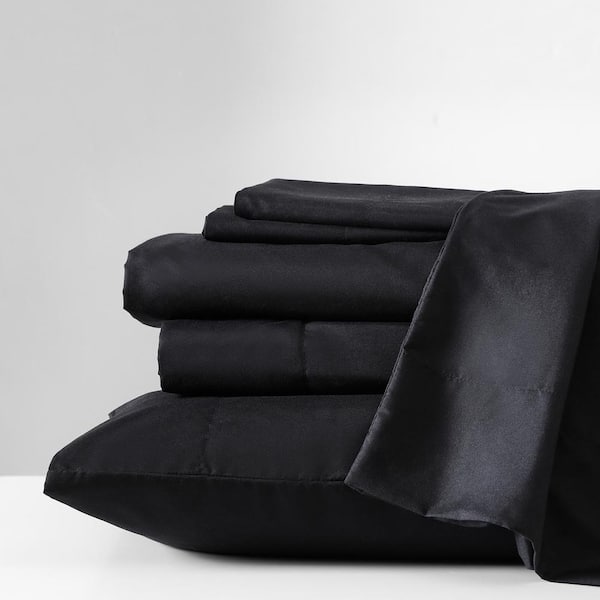 KENNETH COLE NEW YORK KCNY Solution 4-Piece Black Microfiber Twin Sheet Set