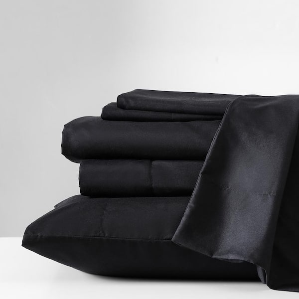 KENNETH COLE NEW YORK KCNY Solution 6-Piece Black Microfiber Queen Sheet Set
