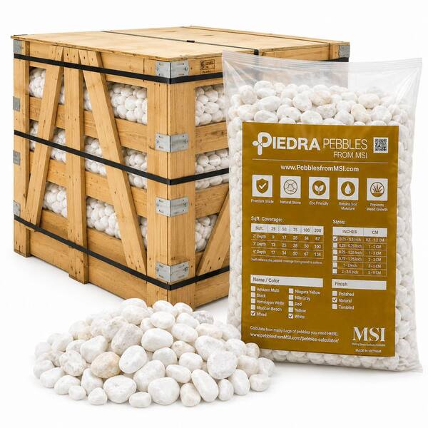 Himalaya White 0.5 cu. ft. (0.25 in. to 0.75 in.) Bagged Landscape Pebbles - 55 Bags/Pallet