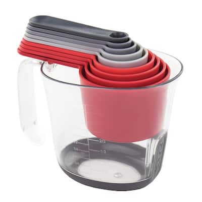 Magnetic Nested Measuring Cup Set System in Red