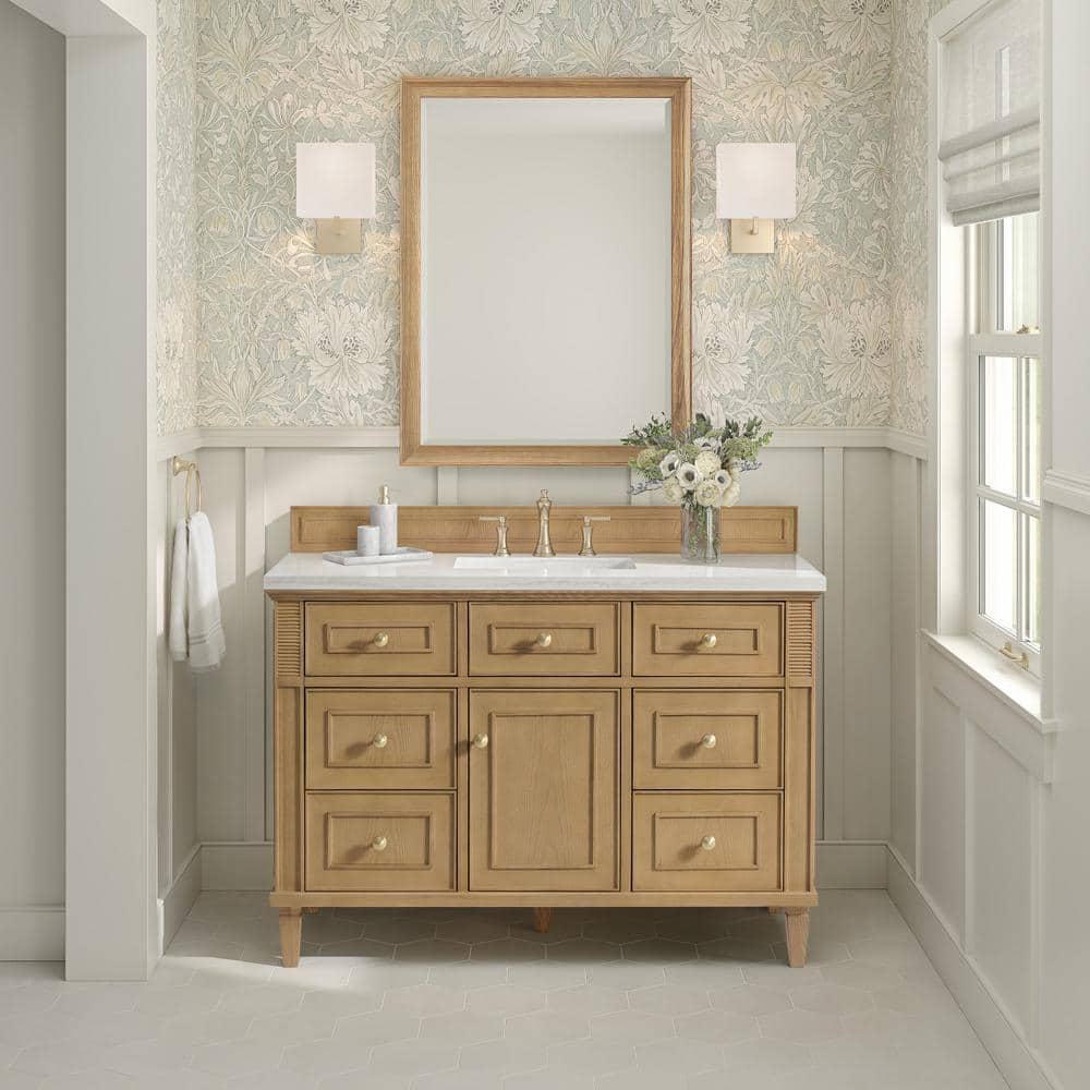 Lorelai 48.0 in. W x 23.5 in. D x 34.06 in. H Single Sink Bathroom Vanity in Light Natural Oak w/ White Zeus Quartz Top price history on PriceWatchPro