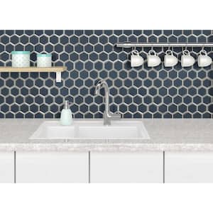 Vague Blue Hexagon 10.51 in. x 12.13 in. x 8mm Glass Mesh-Mounted Mosaic Tile (8.90 sq. ft./Case)