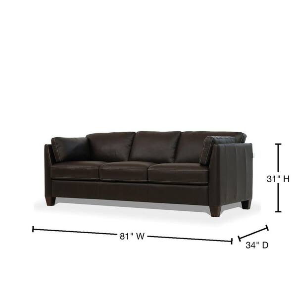 Acme Furniture Matias 34 in. W Flared Arm Leather Lawson Straight