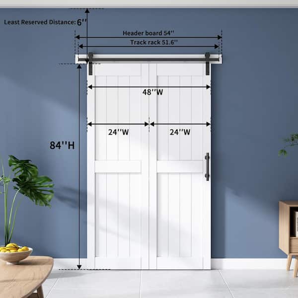 SANDING 48 in. x 84 in. Paneled White Primed H Shape MDF No