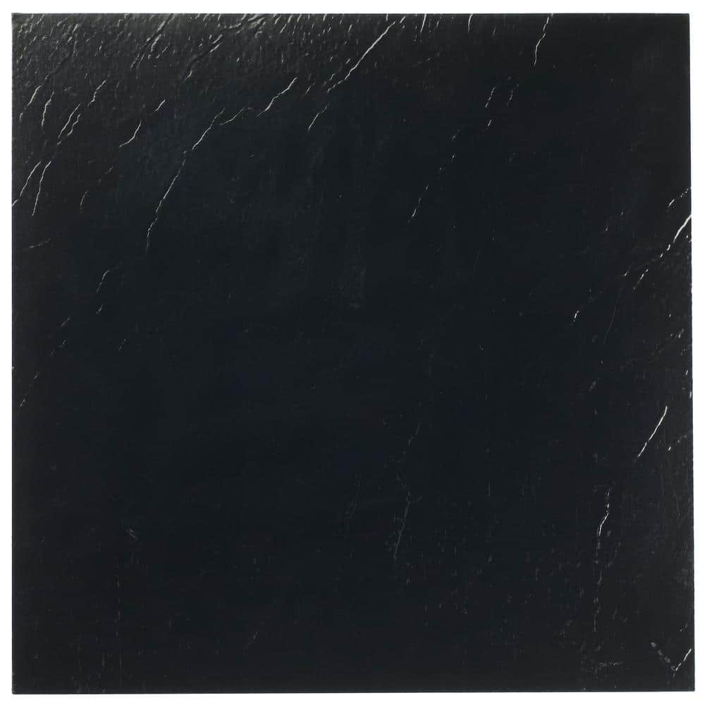 ACHIM Sterling Black Solid 12 in. x 12 in. Peel and Stick Vinyl Tile (20 sq. ft. / case)