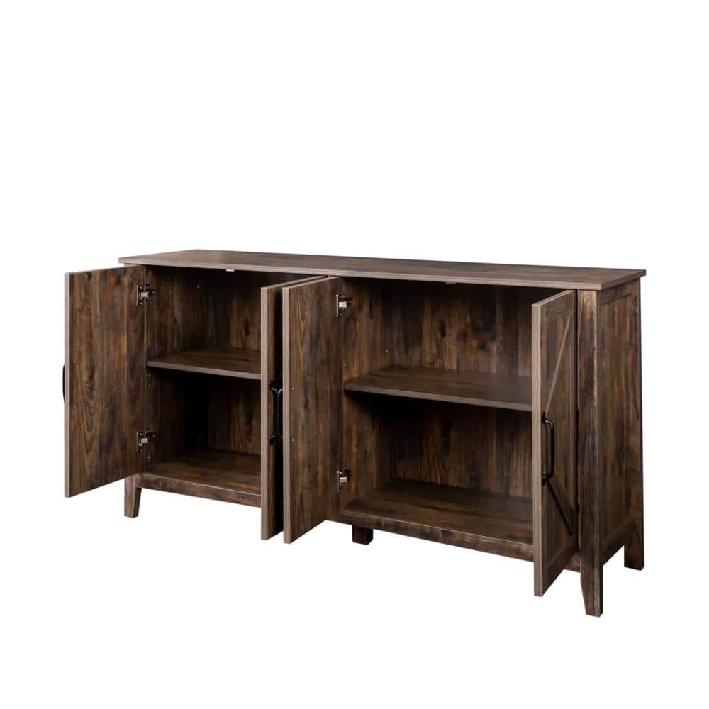 59.06 in. W x 15.75 in. D x 31.5 in. H Bathroom Brown Linen Cabinet