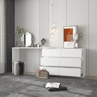 6-Drawer L-Shaped Chest of Drawers Cabinet with Rotatable Desktop 47.2 in. W x 51.2 in. D x 32.7 in. H