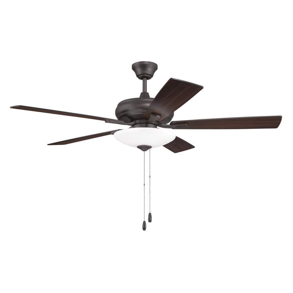 52 in. Classic Bronze Finish Classic Bronze/Walnut Blades Angled Mount Standard Ceiling Fan w/ LED Bulbs Included price history on PriceWatchPro
