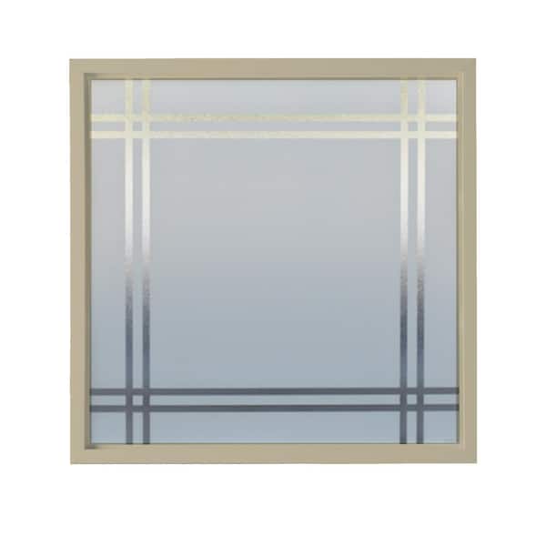 Hy-Lite 35.5 in. x 35.5 in. Prairie Silkscreened Decorative Glass Tan Vinyl New Construction Frame Window