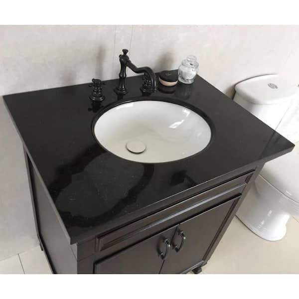 Sereno 30 in. W x 22 in. D x 36 in. H Single Vanity in Sable Walnut with Granite Vanity Top in Black with White Basin