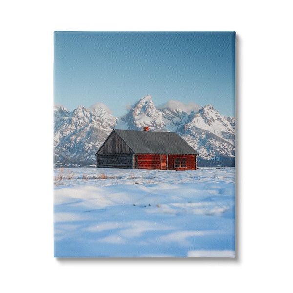 Stupell Industries Cabin in Snowy Mountains by Jared Kreiss 1-Piece Unframed Graphic Print Nature Poster Art Print 20 in. x 16 in.