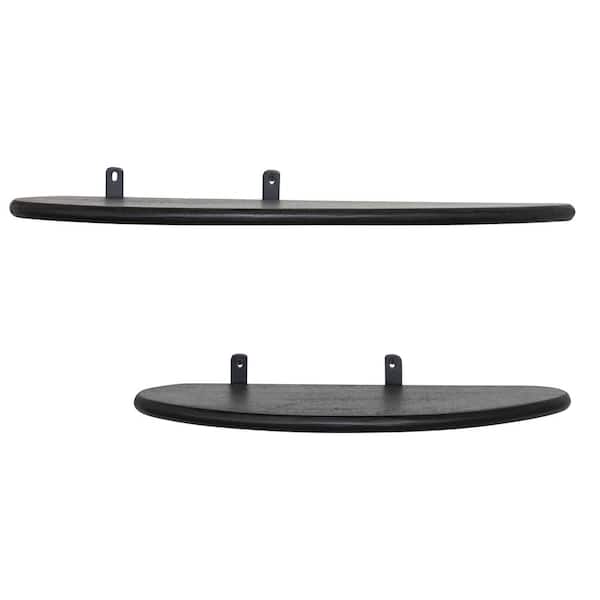 Storied Home 24 in. W x 6 in. D Matte Black Mango Wood Floating Decorative Wall Shelf (Set of 2)