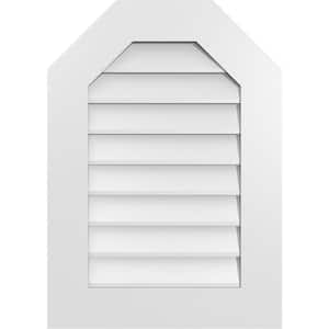 20 in. x 28 in. Octagonal Top Surface Mount PVC Gable Vent: Decorative with Standard Frame