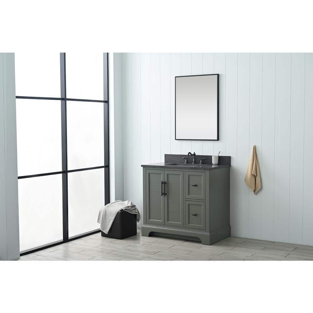 Vintage Green 36" Single Sink Bathroom Vanity with Stone Top