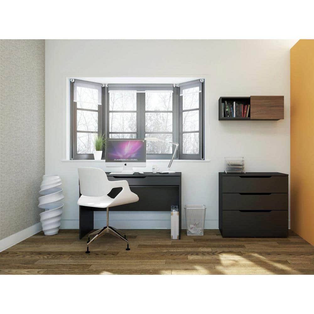 Sleek Black 3-Drawer Mobile Filing Cabinet for Legal Files