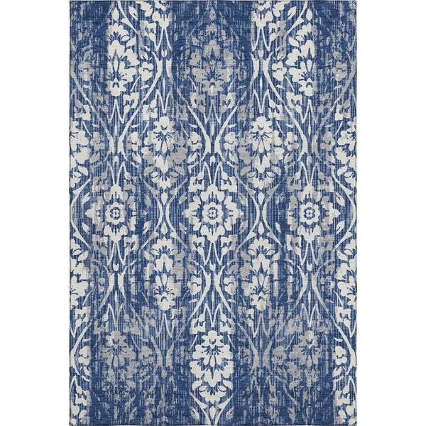 Mayfield Premium Machine Washable Abstract AMF2482 Navy 10 ft. x 14 ft. Area Rug