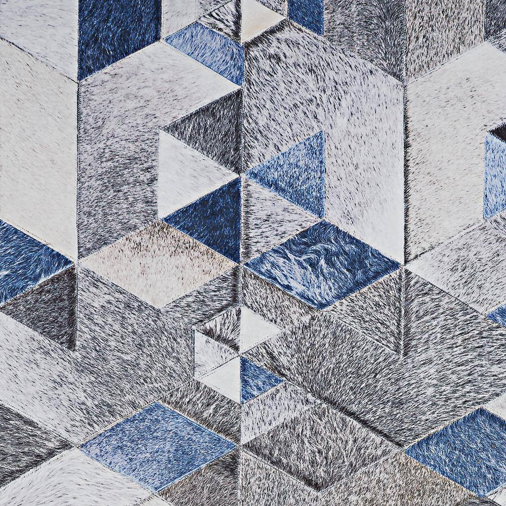 Prairie Falsterbo Modern Denim & Cream Faux Cowhide Rug, 8' x 10'