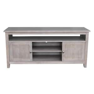 57 in. Weathered Taupe Gray Wood TV Stand Fits TVs Up to 60 in. with Storage Doors