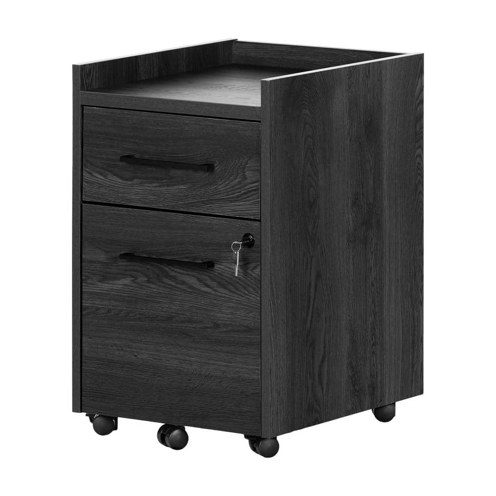 South Shore Kozack Gray Oak Decorative Vertical File with 2Drawers 13339 The Home Depot