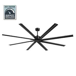 96 in. Indoor Matte Black Downrod and Angled Mount 6-Speeds Industrial Large Ceiling Fan with Remote Control DC Motor