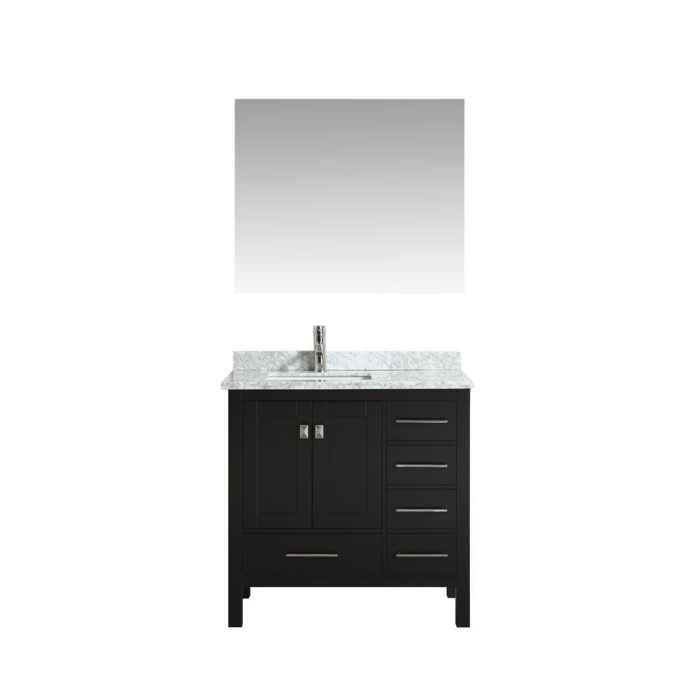 Eviva London 36 in. W x 18 in. D x 34 in. H Vanity in Espresso with ...