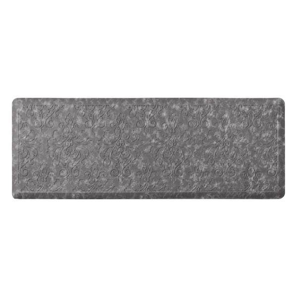 Chef Gear Marni Gray 17.5 in. x 48 in. Floral Synthetic Kitchen Mat