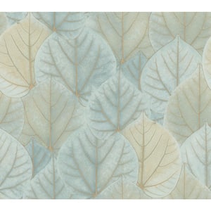 Turquoise Leaf Concerto Non Woven Preium Peel and Stick Wallpaper Approximate 45 sq. ft.