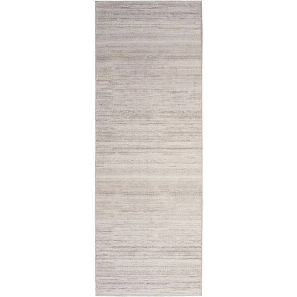 2 ft. x 10 ft. Ivory Abstract Washable Area Rug