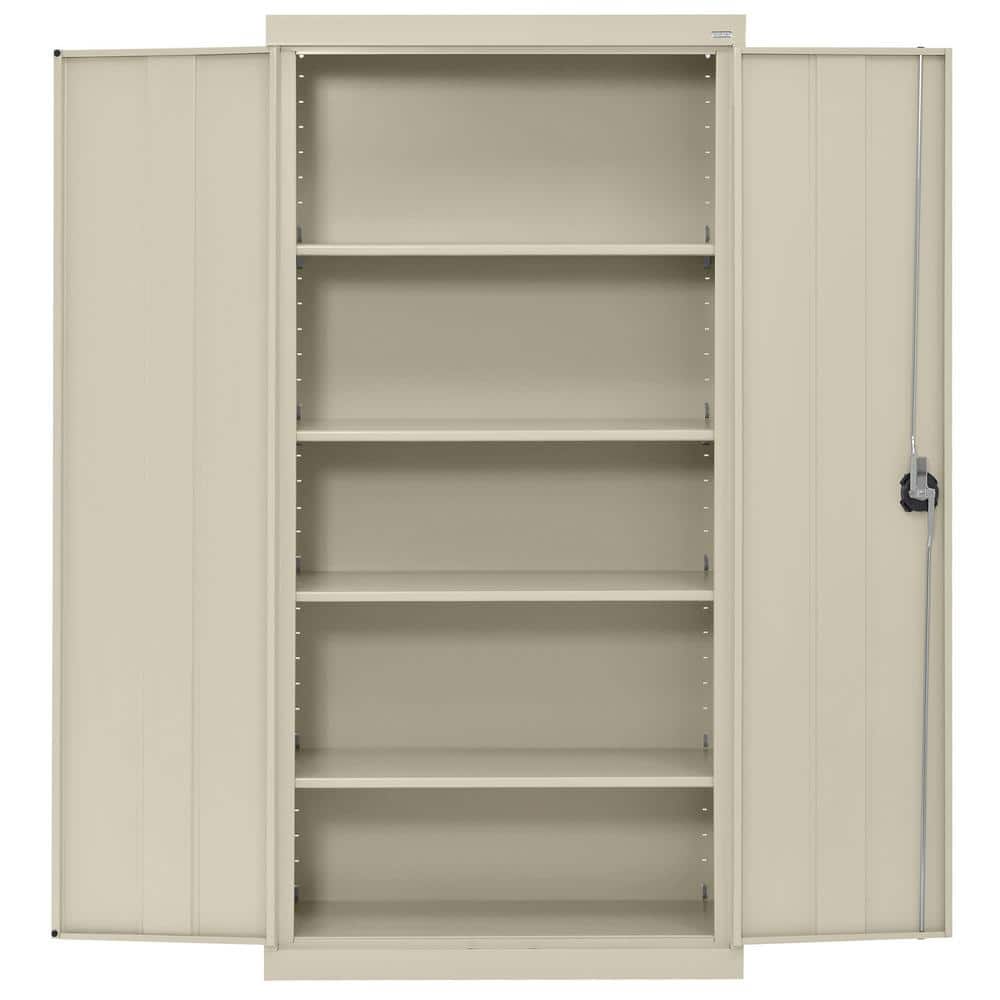 Modern Freestanding White Steel Lockable Office Cabinet with Adjustable Shelving