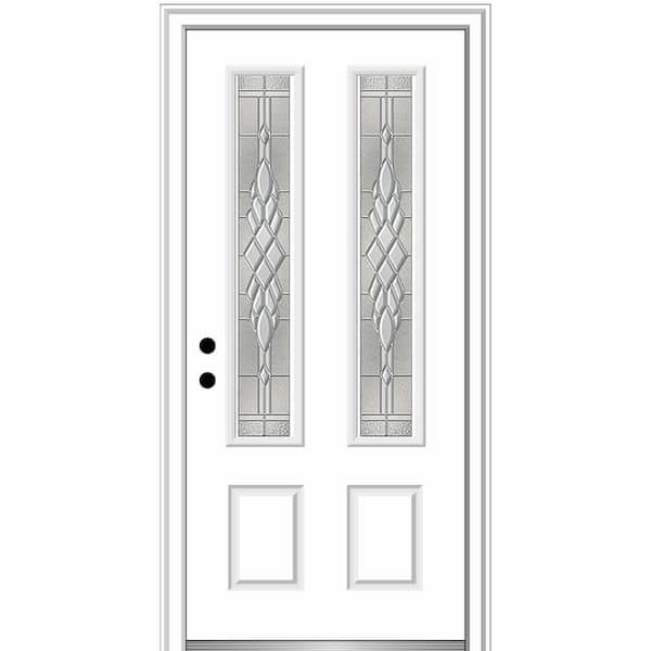 MMI Door 36 in. x 80 in. Grace Right-Hand Inswing 2-Lite Decorative Primed Fiberglass Prehung Front Door, 4-9/16 in. Frame