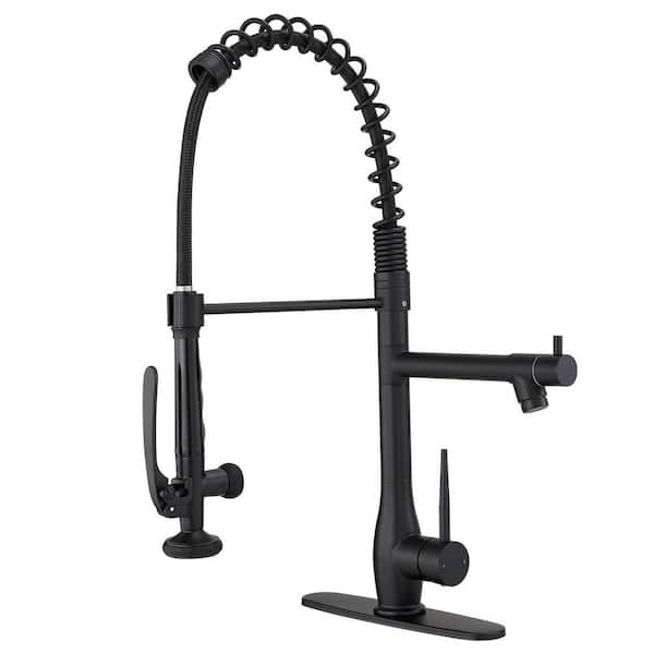 BWE Commercial Pull Down Kitchen Sink Faucet With Sprayer Modern Kitchen Faucet Single Handle Brass Taps Matte Black