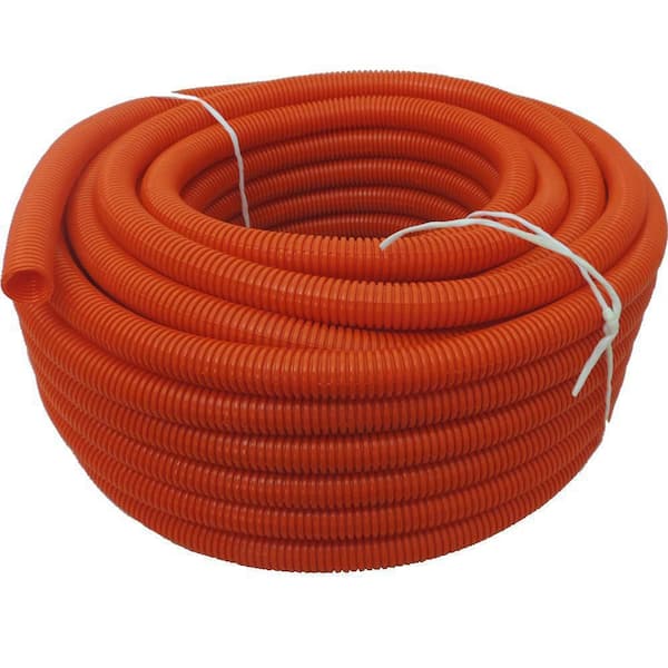 TekTube 2 in. x 100 ft Flexible Corrugated Orange HDPE NON Split Tubing Wire Loom Non-Metallic Conduit
