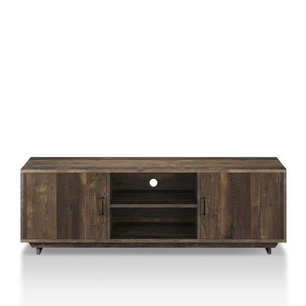 Furniture of America Cheney 63 in. Reclaimed Oak TV Stand Fits TVs Up to 70 in. with Storage Doors