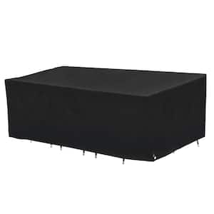 Garrison 108 in. L x 64 in. W x 34 in. H Waterproof Black Diamond Rect/Oval Patio Table and Chair Set Cover