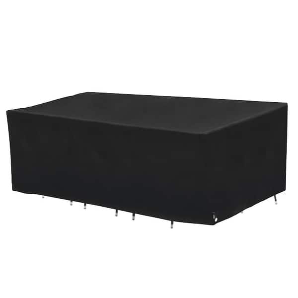 MODERN LEISURE Garrison 108 in. L x 64 in. W x 34 in. H Waterproof Black Diamond Rect/Oval Patio Table and Chair Set Cover