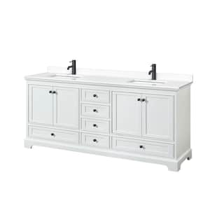 Deborah 80 in. W x 22 in. D x 35 in. H Double Bath Vanity in White with White Cultured Marble Top